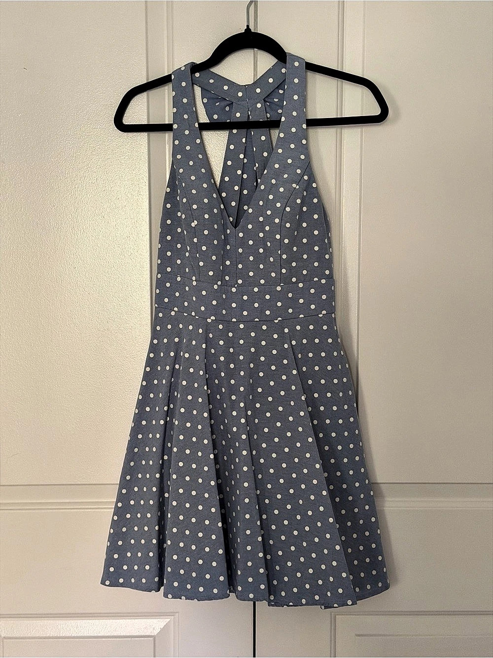 City Studios Polka Dot Mini Dress in Blue Size Small
